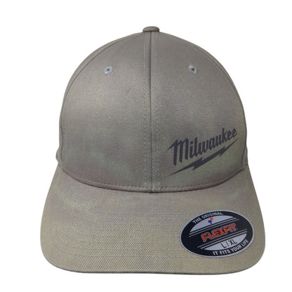 Milwaukee Fitted Hat Brown L/XL Flexfit Lightweight Vented Holes 6 Panel Yupoong