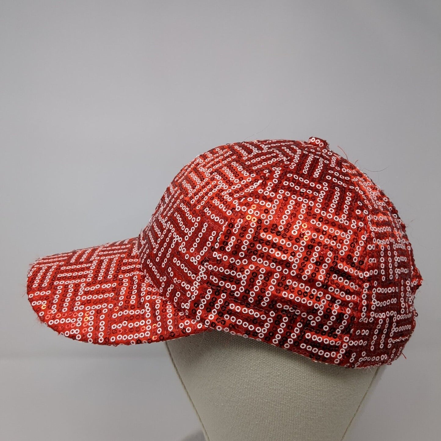 Unbranded Strapback Hat Red One Size Adjustable Bedazzled Sequin Polyester