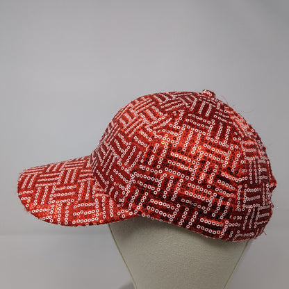 Unbranded Strapback Hat Red One Size Adjustable Bedazzled Sequin Polyester