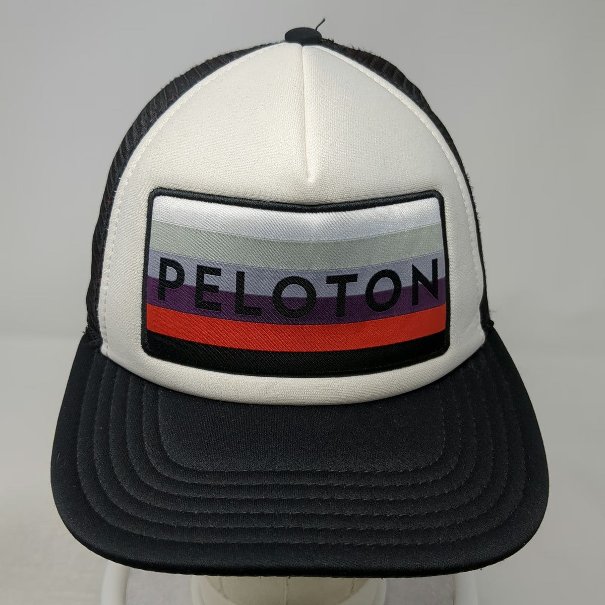 Peloton Trucker Hat Black One Size Mesh Back Foam Front Snapback Logo Patch