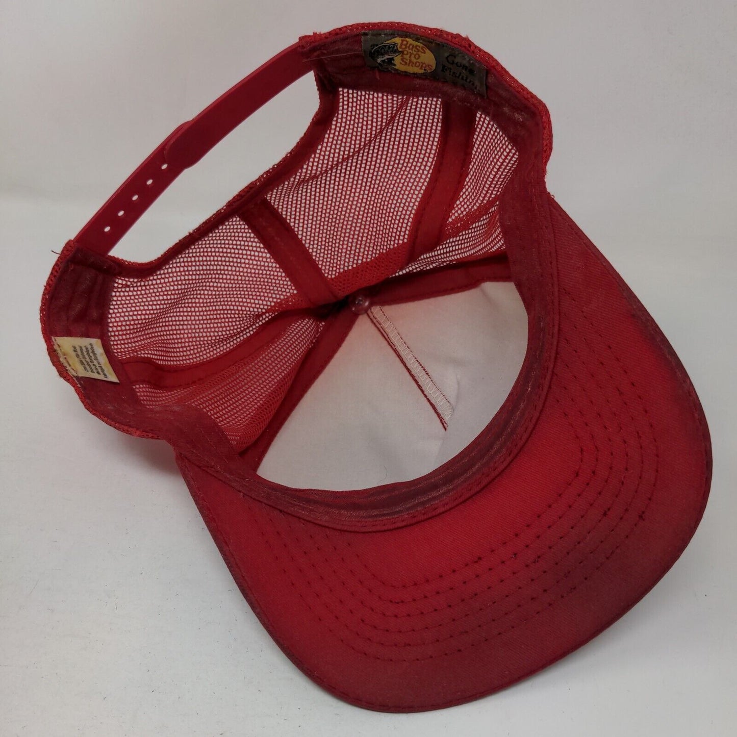 Bass Pro Shops Snapback Trucker Hat Red OSFM Adjustable Mesh Back Gone Fishing