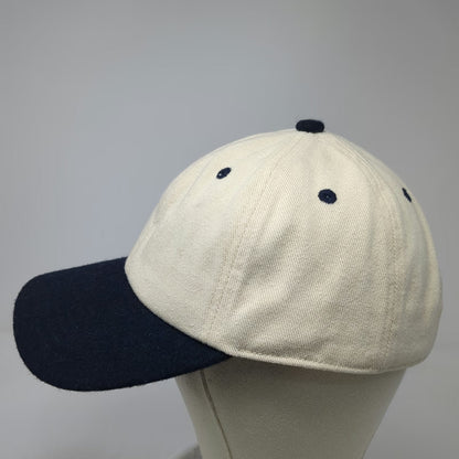 Brandy Melville Baseball Cap Beige Blue One Size Leather Slideback Blank Hat