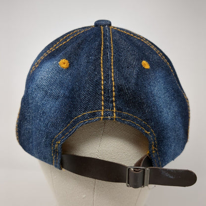 Cool Slideback Hat Blue One Size Adjustable Distressed Denim Rhinestone Bling