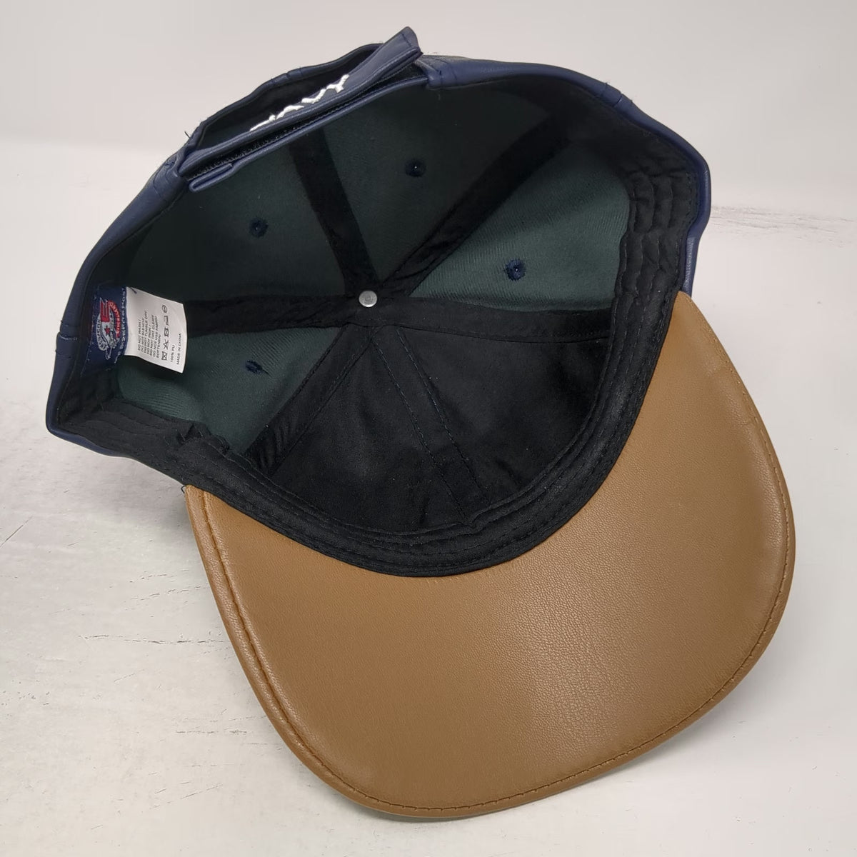 American Excellence Baseball Cap Blue One Size Navy Veteran Faux Leather Hat