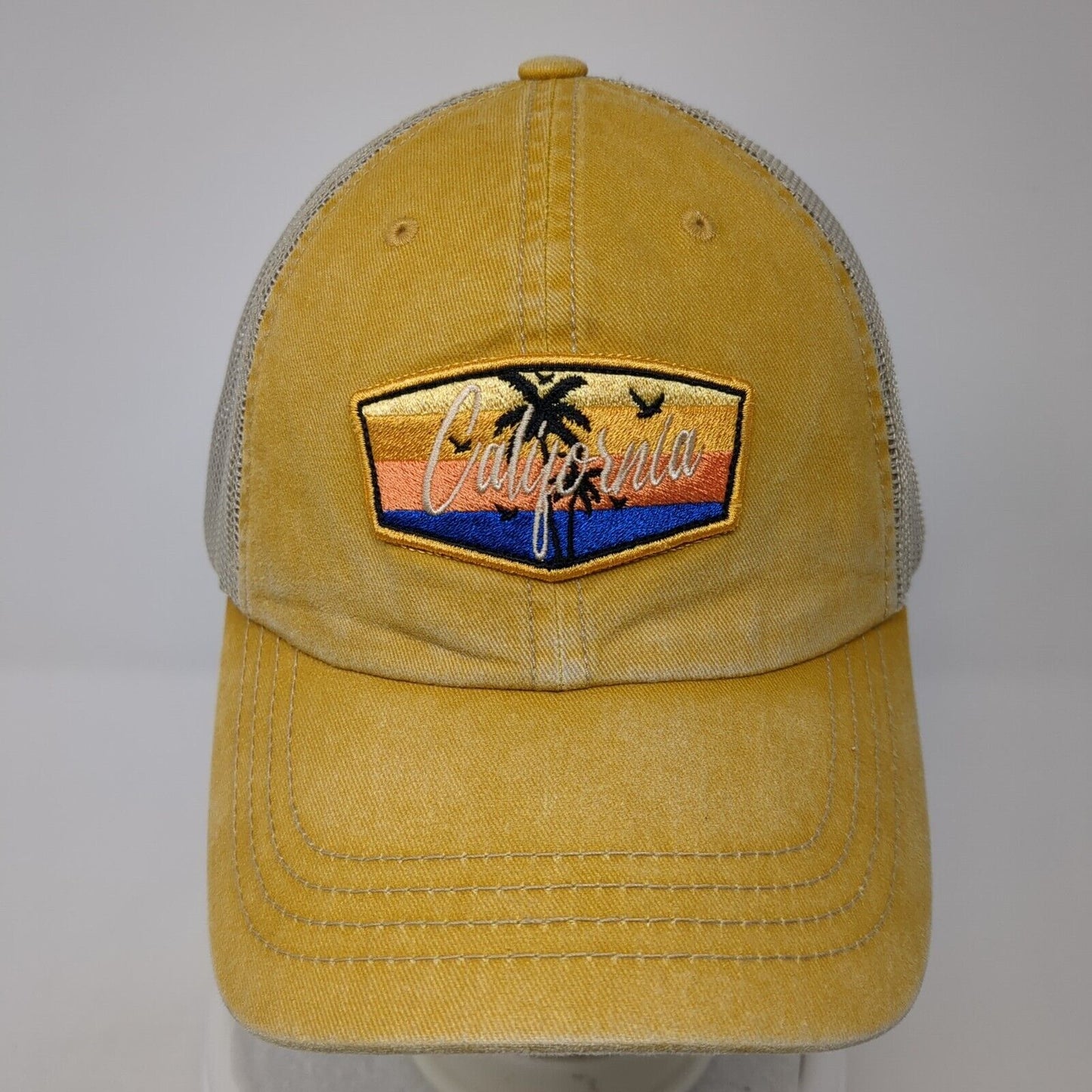California Slideback Trucker Hat Yellow One Size Adjustable Mesh Back 6 Panel