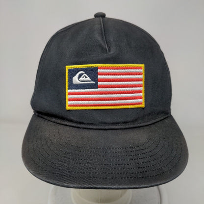 Quiksilver Flag Patch Snapback Hat Black OSFM Adjustable Vent Holes