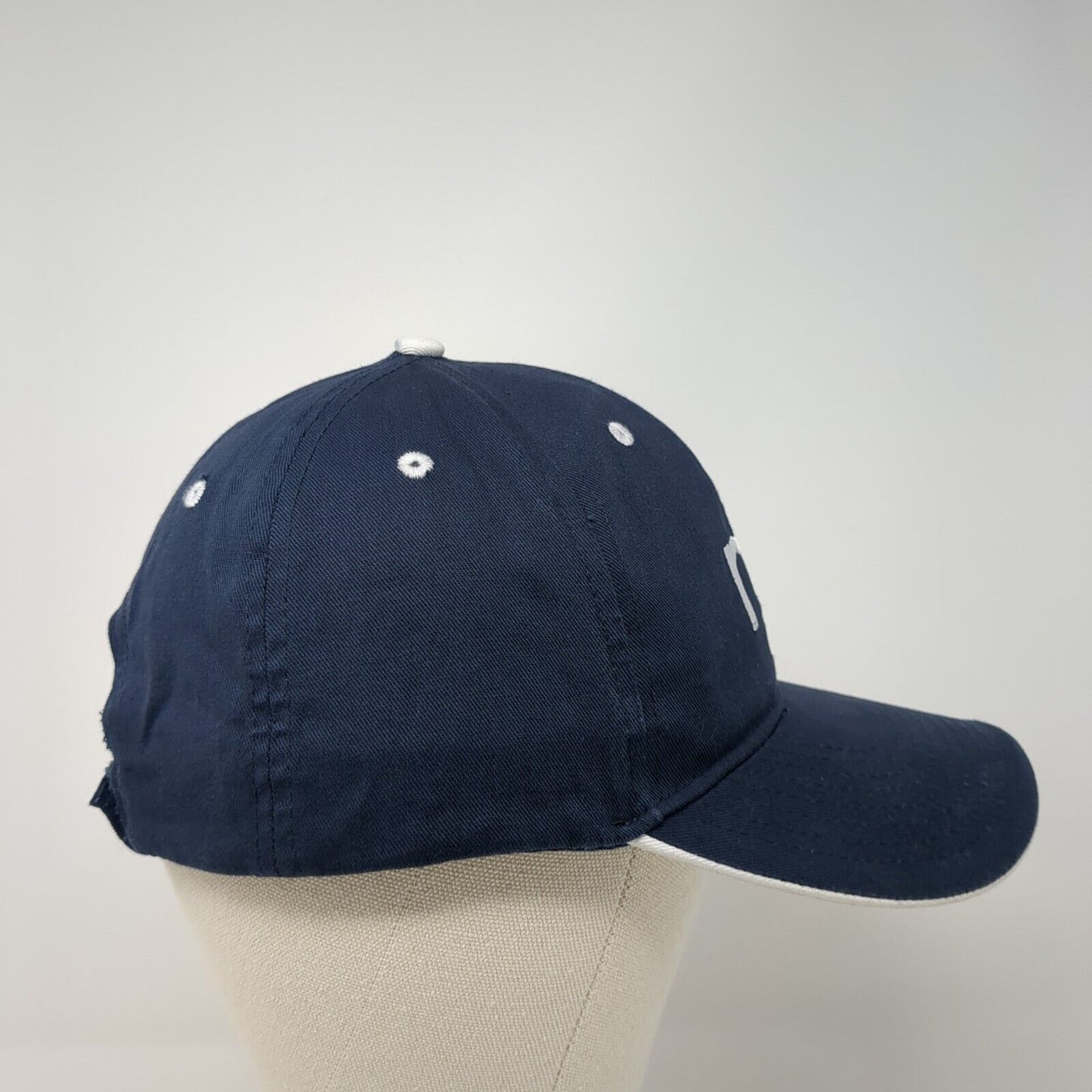 Rrj Strapback Hat Blue One Size Adjustable Embroidered Vented Holes 6 Panel Hit
