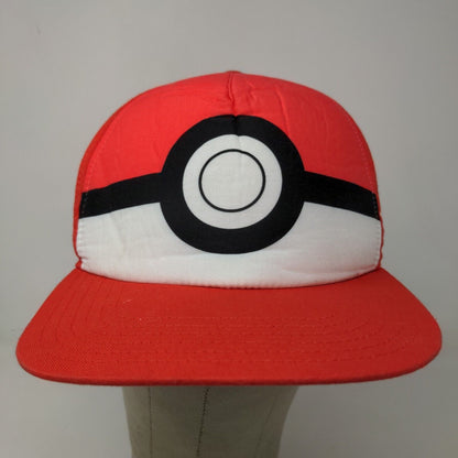 Pokemon Boy's Snapback Hat Red OSFM Embroidered Spell Out Logo Poke Ball