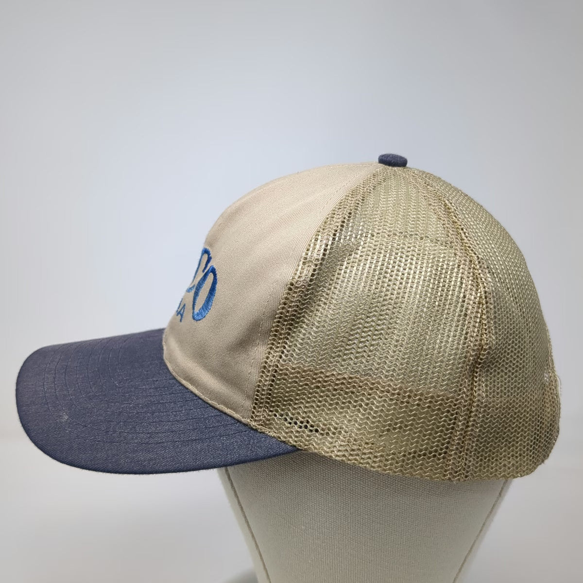 Cobra Caps Trucker Hat Beige Blue One Size Mesh Snapback NECO Omaha Embroidered