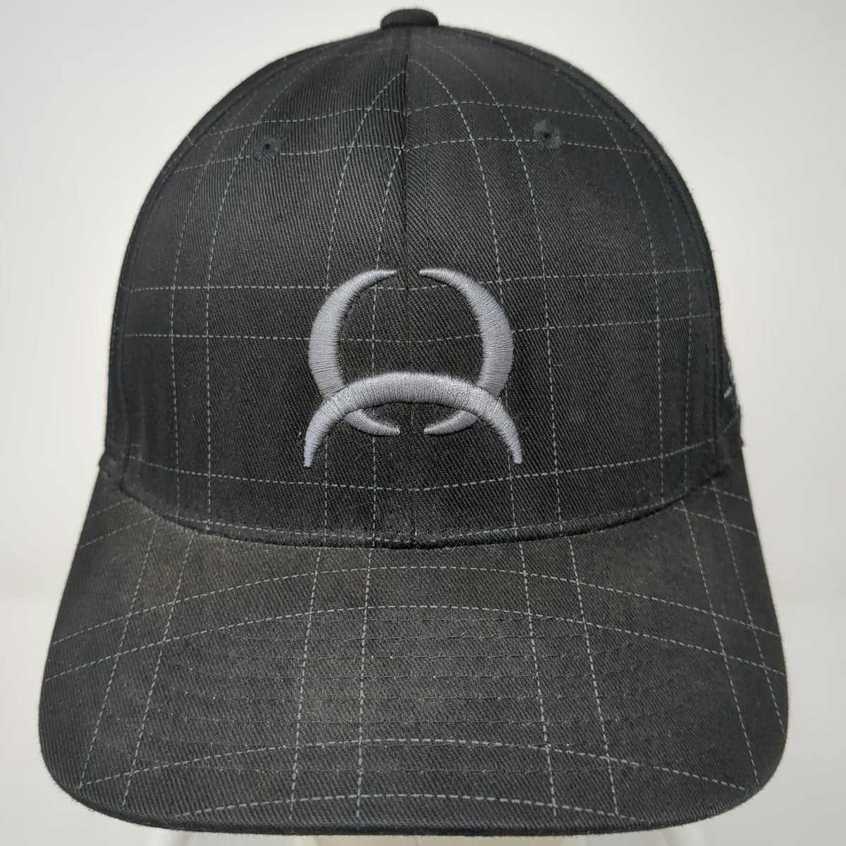 Cinch Baseball Cap Black XL Flexfit Grid Pattern Lead Dont Follow Embroidery Hat