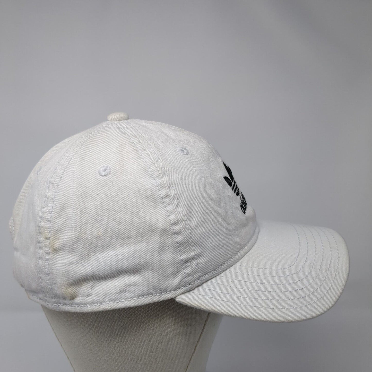 Adidas Slideback Hat White One Size Adjustable Embroidered Trefoil Cotton