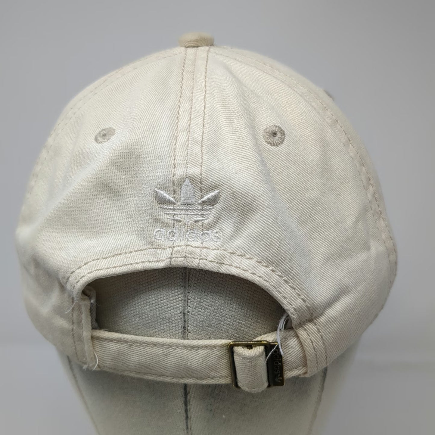 adidas Baseball Cap Beige One Size Trefoil Logo Slideback Cotton 6 Panel Hat