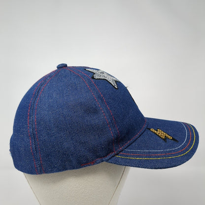 Star Heart Lightning Sequin Strapback Hat Blue One Size Denim Adjustable