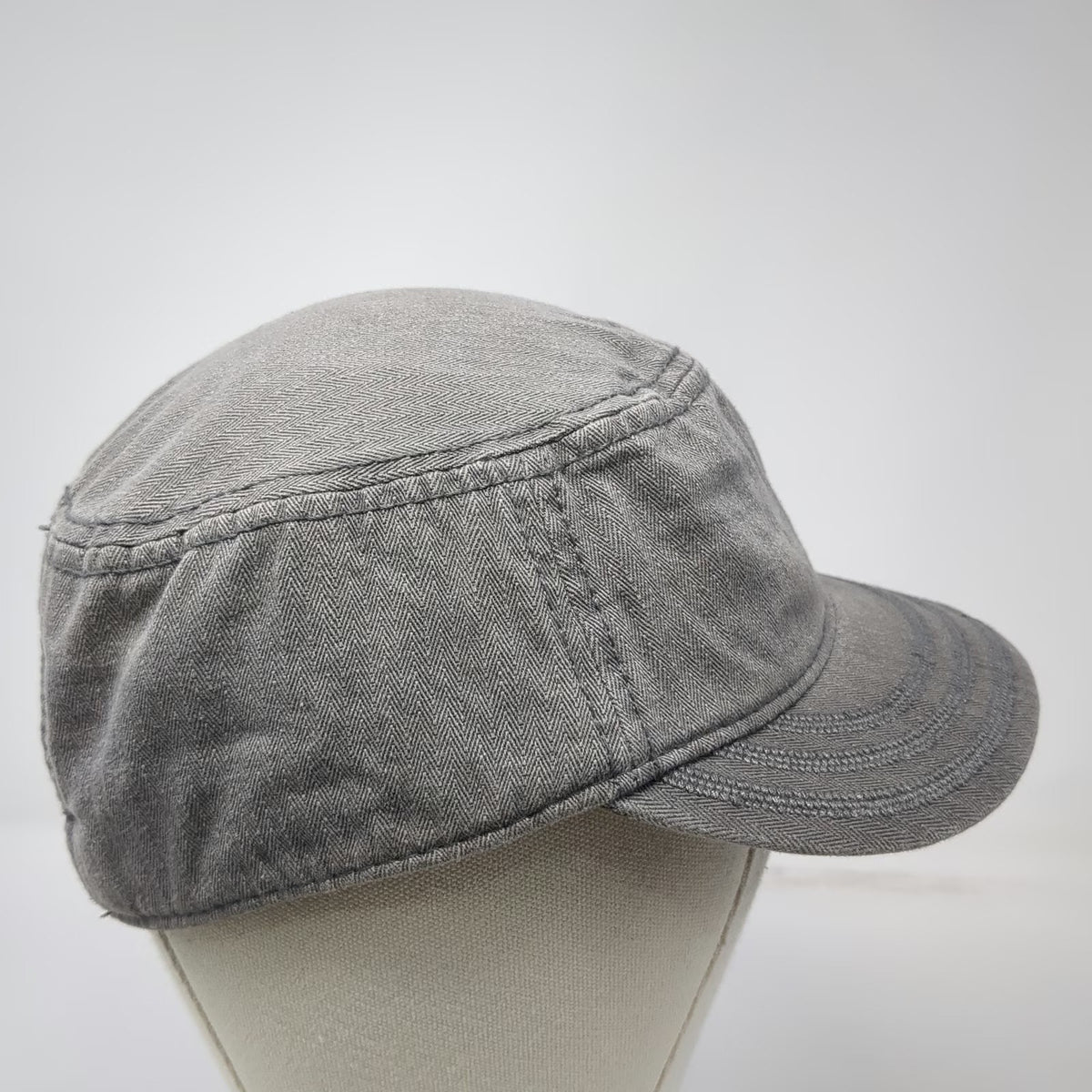 PrAna Army Cap Gray OSFM Herringbone Cotton Adjustable Contrast Underbrim Hat
