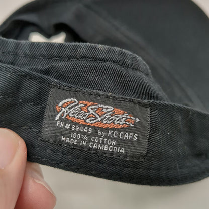 KC Caps Avon Brand Visor Black One Size Cotton Strapback Hat Logo Embroidery