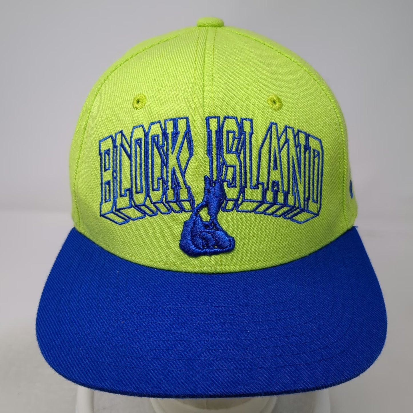 Zephyr Snapback Hat Green Blue One Size Block Island Rhode RI 3D Logo Embroidery