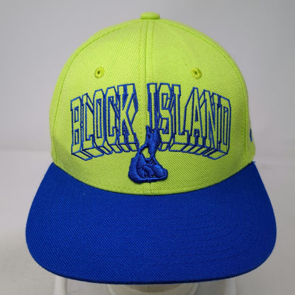 Zephyr Snapback Hat Green Blue One Size Block Island Rhode RI 3D Logo Embroidery