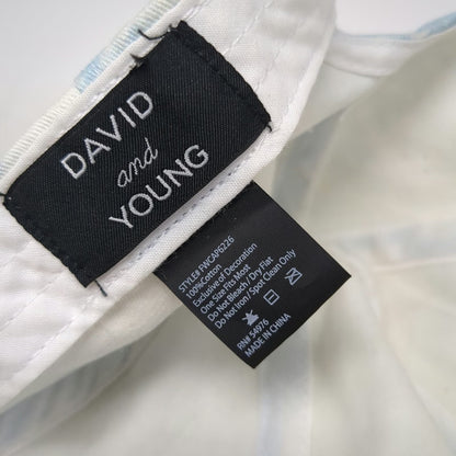 David and Young Baseball Cap Blue White One Size Tie Dye Cloud Print Cotton Hat