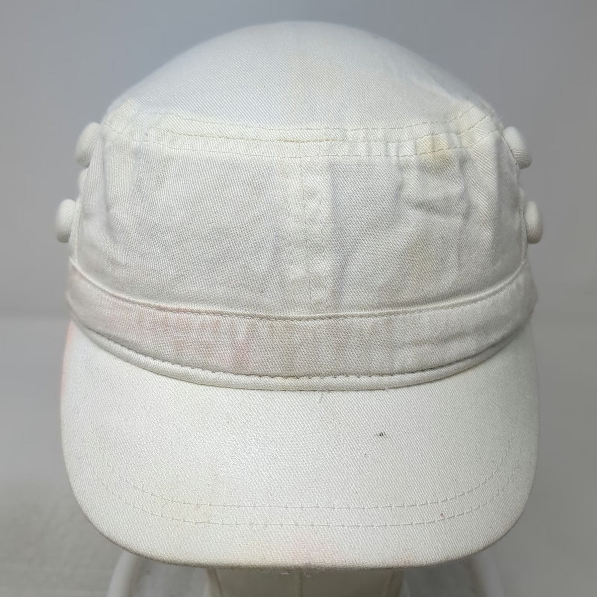 Army Cap White One Size Elastic Back Side Button Blank Plain Cadet Solid Hat