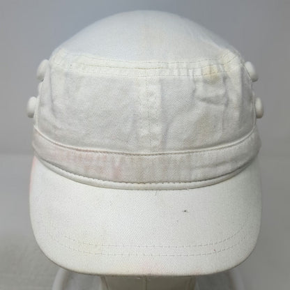 Army Cap White One Size Elastic Back Side Button Blank Plain Cadet Solid Hat