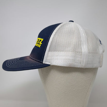 Outdoor Cap Trucker Hat Blue White Yellow One Size RV Marine Mesh Back Snapback