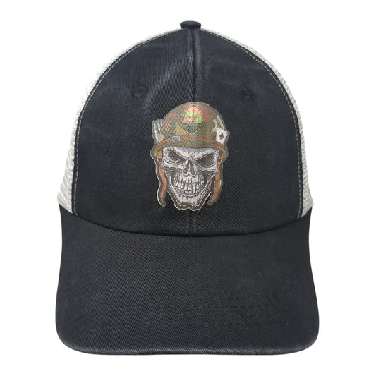 Skull Snapback Mesh Back Trucker Hat Black One Size Adjustable Colorblock