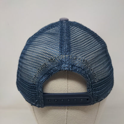 USA Flag Embroidered Snapback Trucker Hat Blue One Size Embroidered Mesh Back