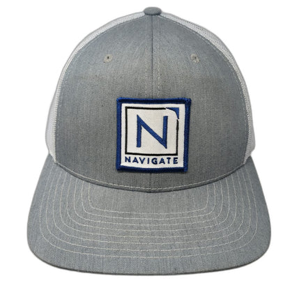 Richardson 112 Trucker Hat Gray One Size Snapback Mesh Back Navigate Patch Cap