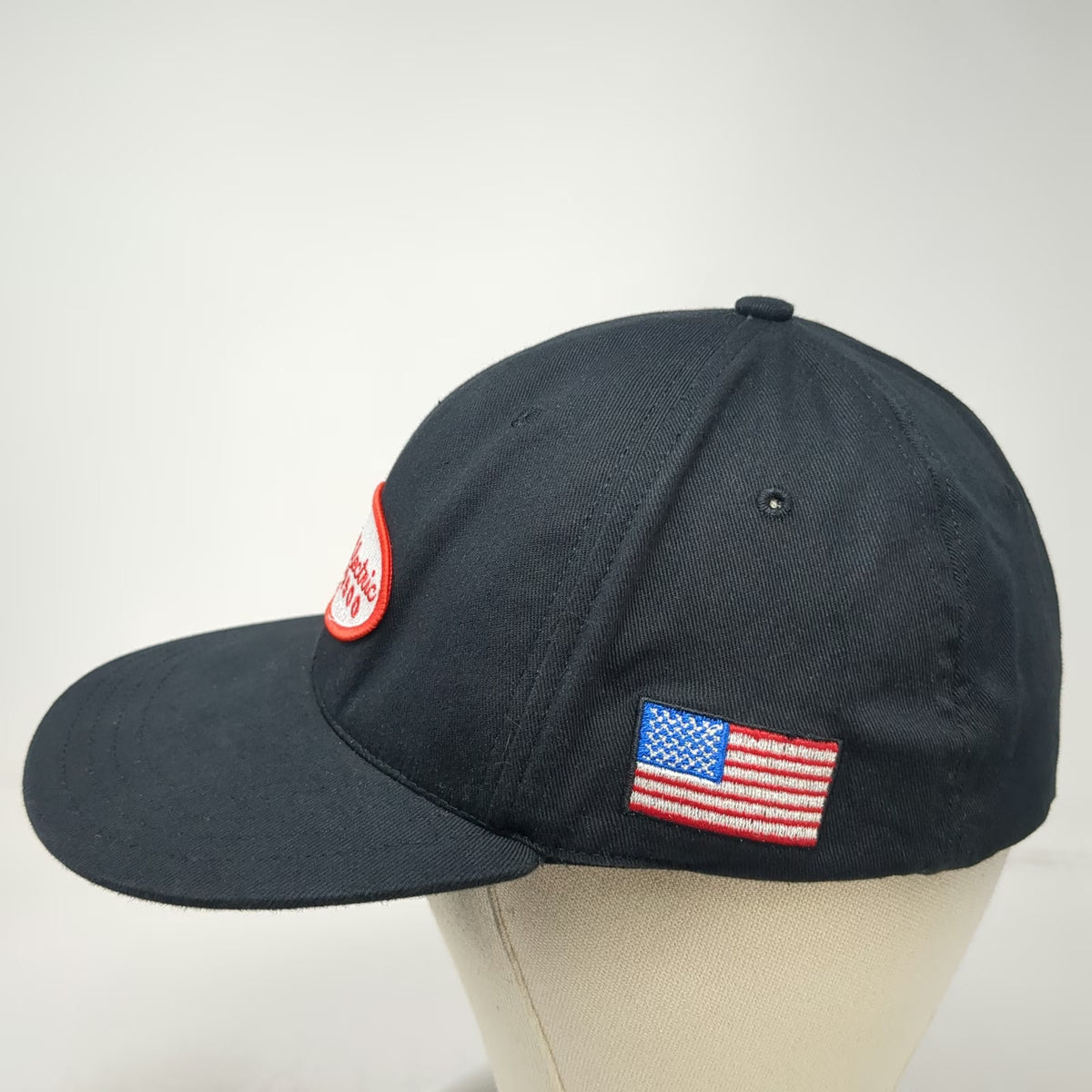 Unionwear Baseball Cap Black XL USA Made Veca Electric US Flag Logo Hat