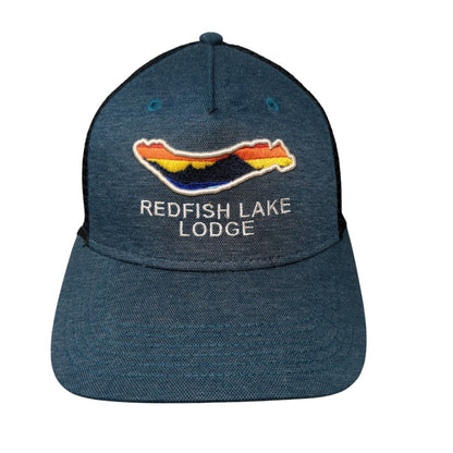 Redfish Lake Lodge Snapback Trucker Hat Green One Size Mesh Back Legacy