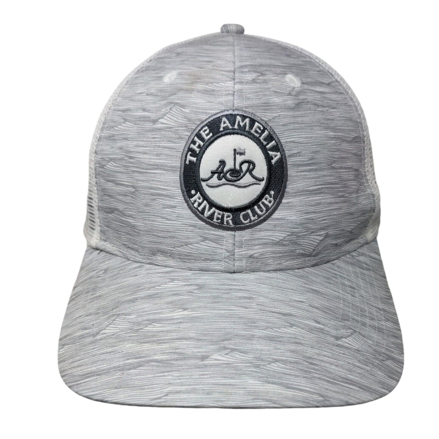 The Amelia River Club Snapback Trucker Hat Gray OS Classic Fit Mesh Back Ahead