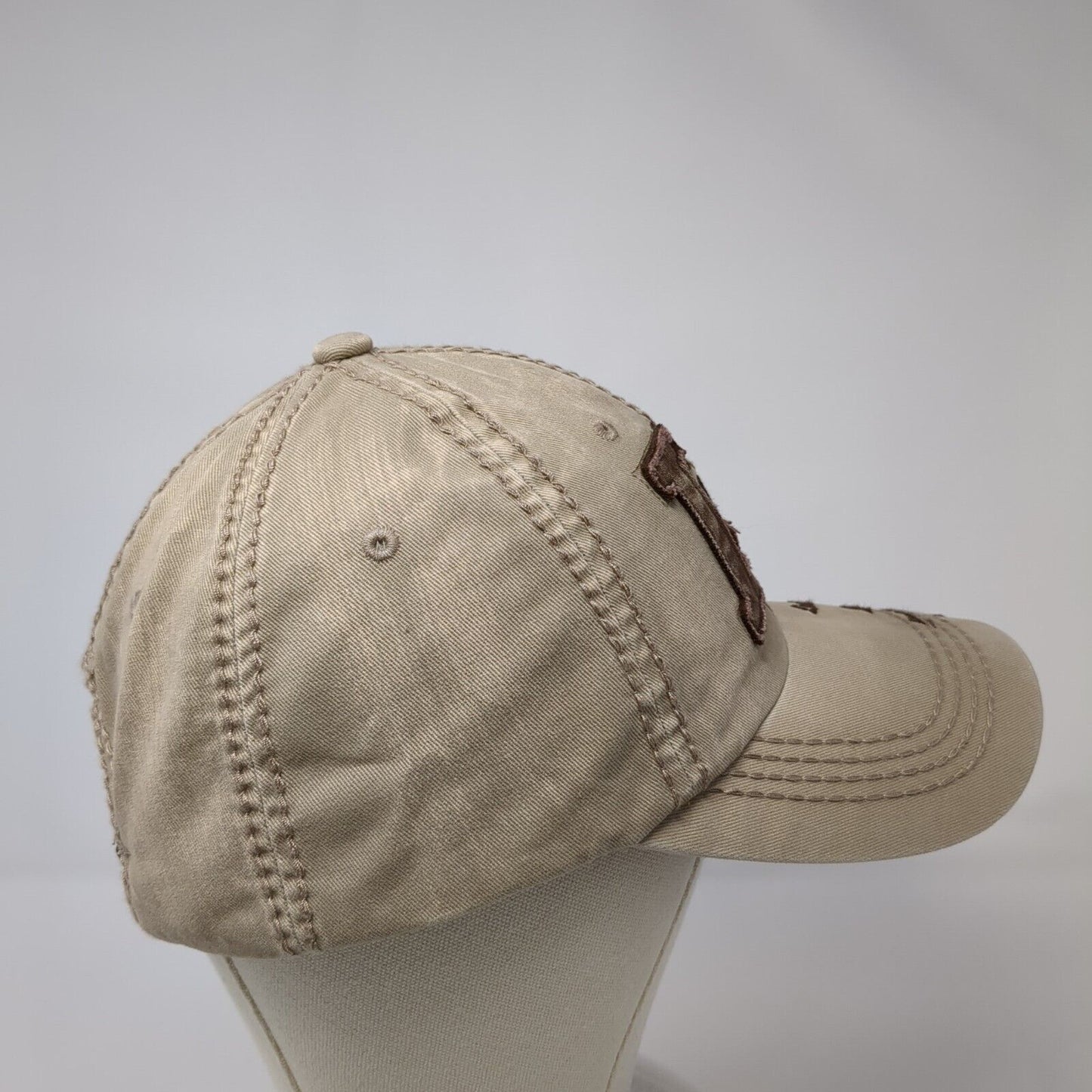 Live Laugh Love Slideback Hat Tan One Size Adjustable Embroidered KB ETHOS