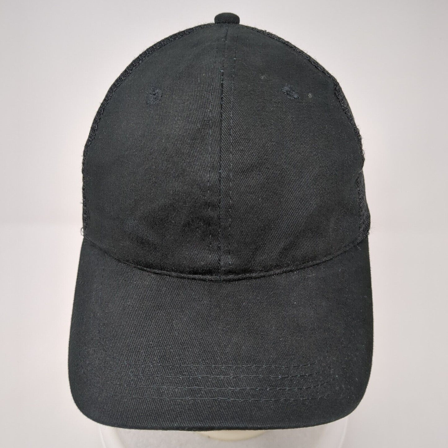 Unbranded Strapback Trucker Hat Black One Size Mesh Back Blank Solid