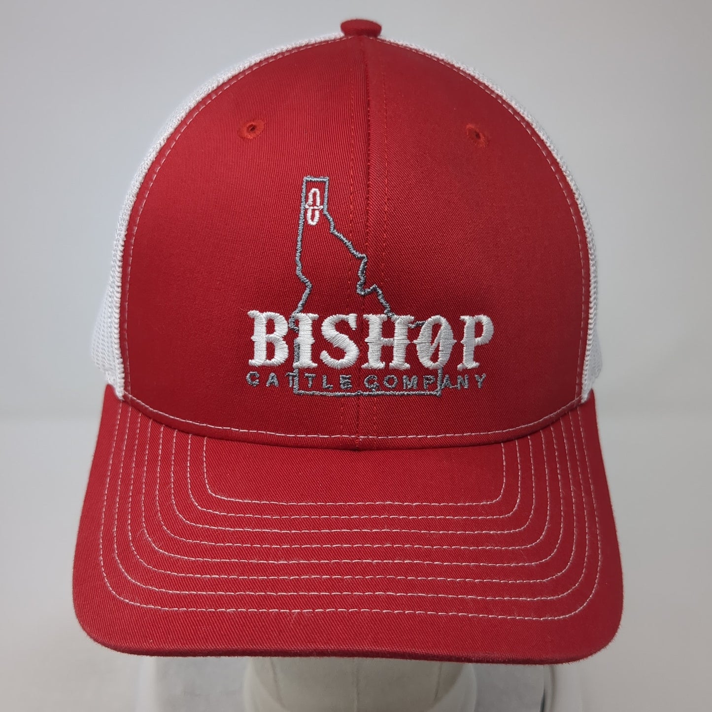 Bishop Cattle Company Snapback Mesh Back Trucker Hat Red One Size