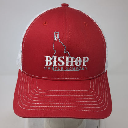 Bishop Cattle Company Snapback Mesh Back Trucker Hat Red One Size