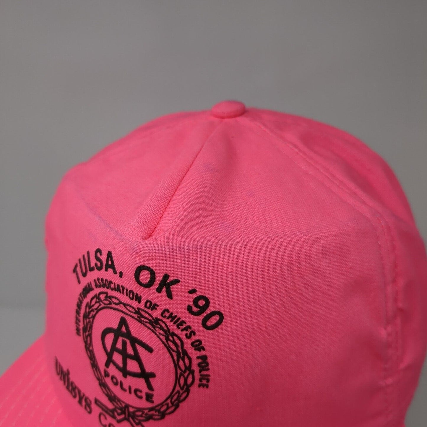 Tulsa OK '90 Police Snapback Hat Pink M/L Unysis Computer Systems