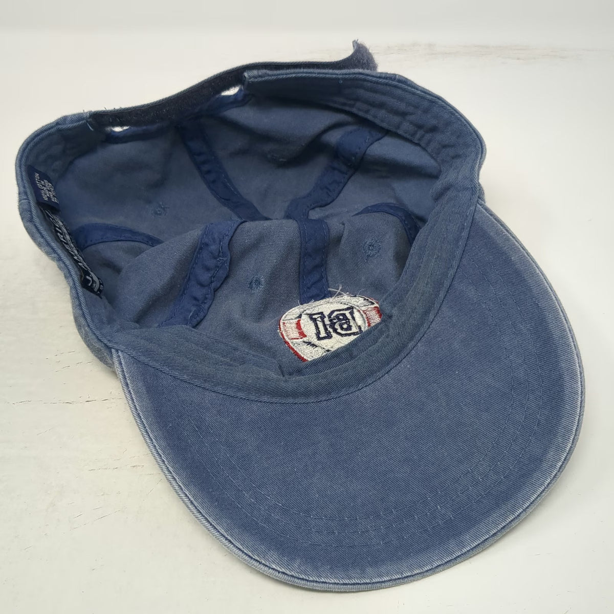 J. America Baseball Cap Blue One Size Block Island BI Patch Cotton Strapback Hat