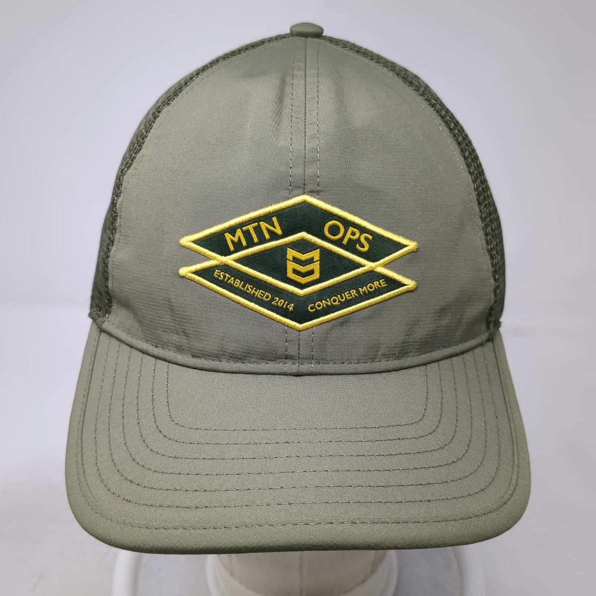 MTN OPS Baseball Cap Green One Size Snapback Mesh Back Hat Conquer More Est 2014