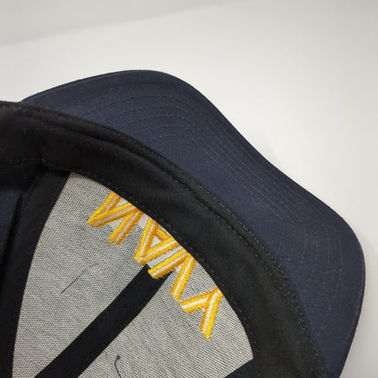 NAVY Snapback Hat Blue One Size Adjustable Embroidered 6 Panel Graffiti