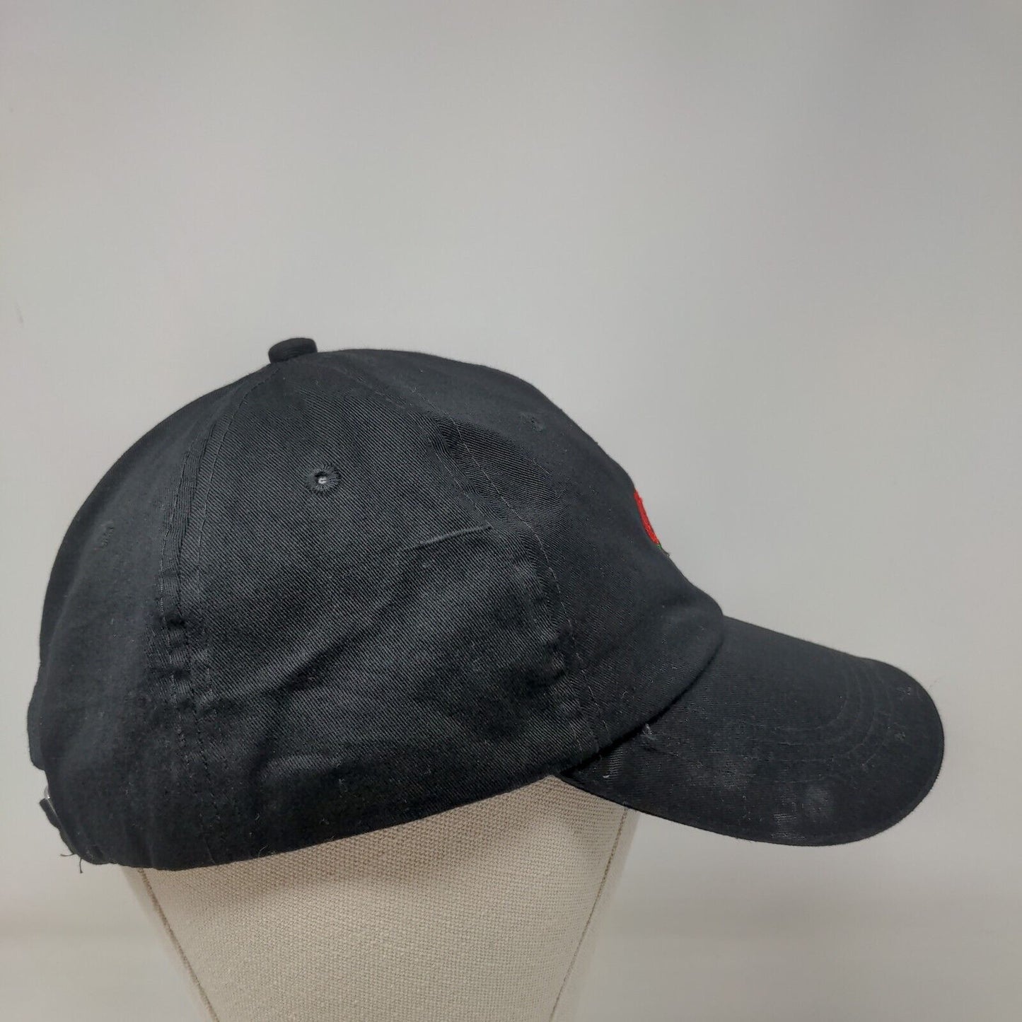 Rose Slideback Hat Black One Size Embroidered Adjustable 6 Panel