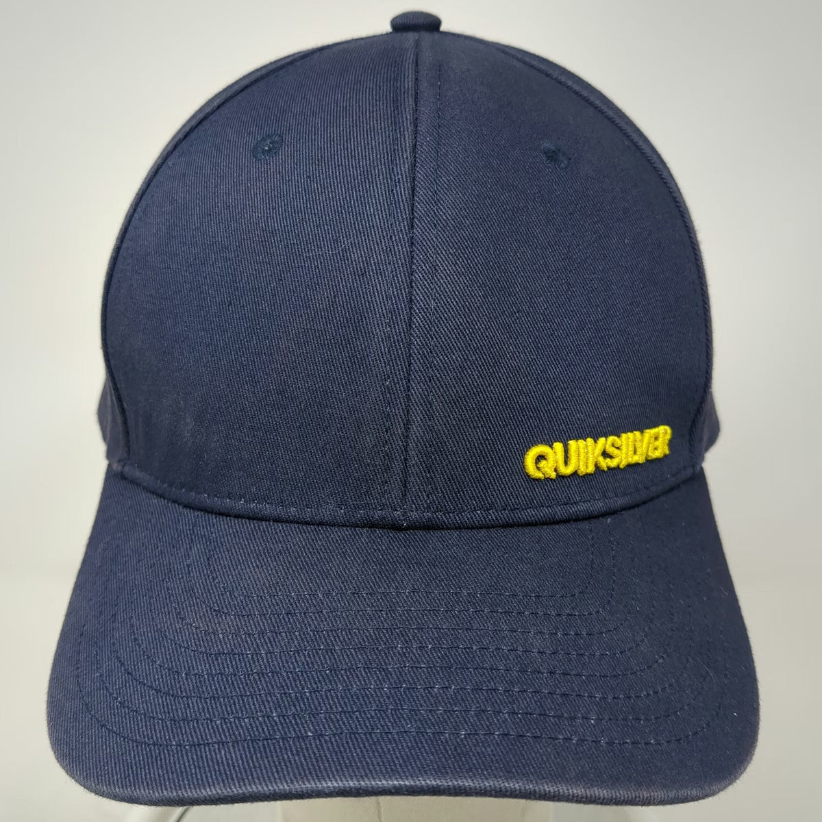 Quiksilver Snapback Blue One Size Hat Yellow Logo Structured Curved Brim 6-Panel