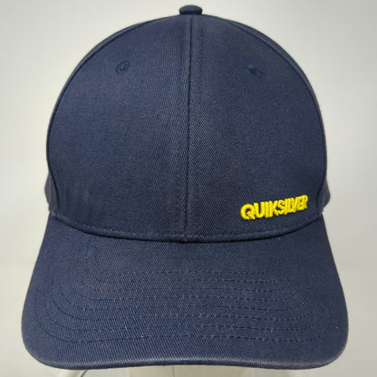 Quiksilver Snapback Blue One Size Hat Yellow Logo Structured Curved Brim 6-Panel