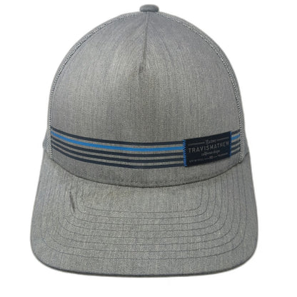 TravisMathew Trucker Hat Gray OSFM Mesh Back Snapback Striped California Logo