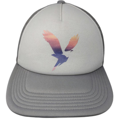 American Eagle Trucker Hat Gray One Size Sunset Eagle Graphic Mesh Foam Snapback