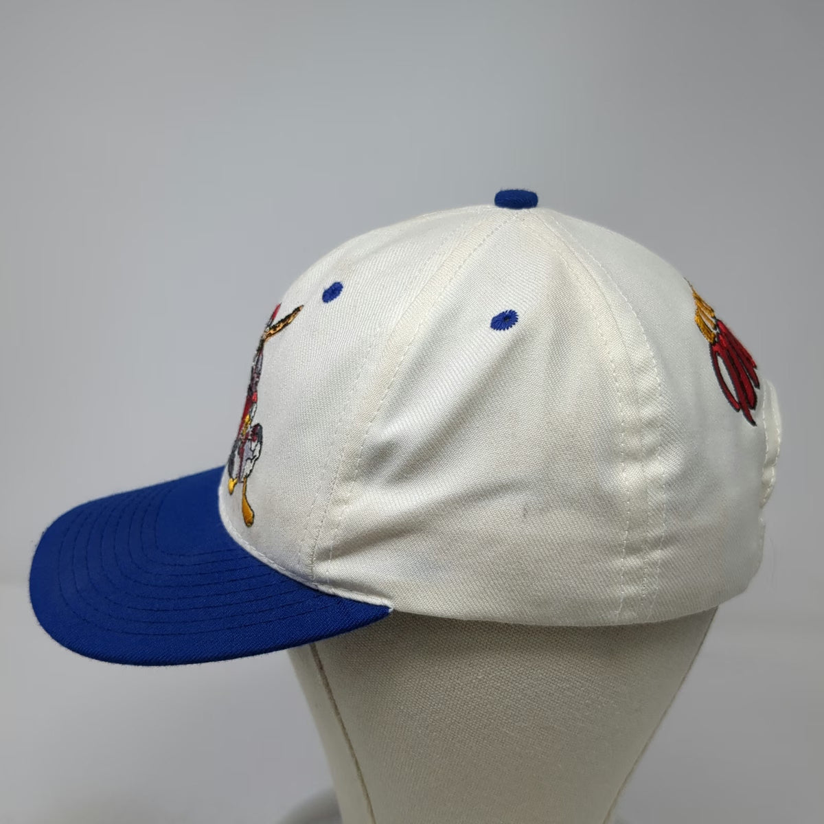 The Disney Store Snapback Hat White Blue One Size Mick's Maulers Mickey Mouse