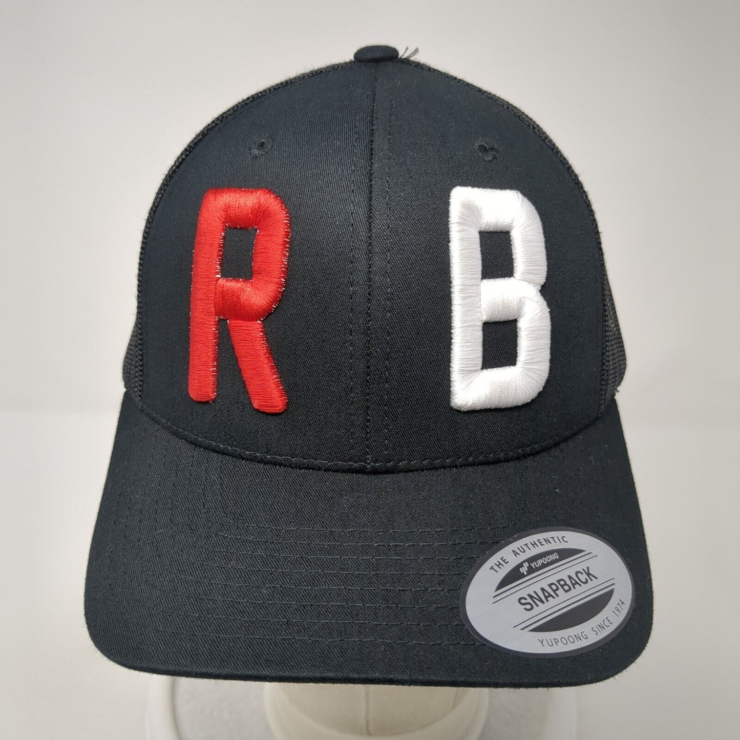 RB Snapback Trucker Hat Black OS Adjustable Embroidered Mesh Classics Yupoong