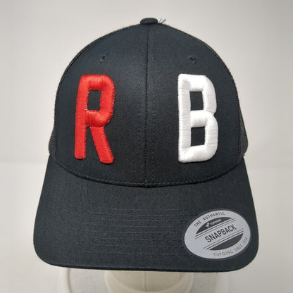 RB Snapback Trucker Hat Black OS Adjustable Embroidered Mesh Classics Yupoong