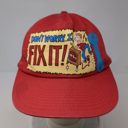 Don't Worry I'll Fix It Snapback Hat Red One Size Adjustable Solid