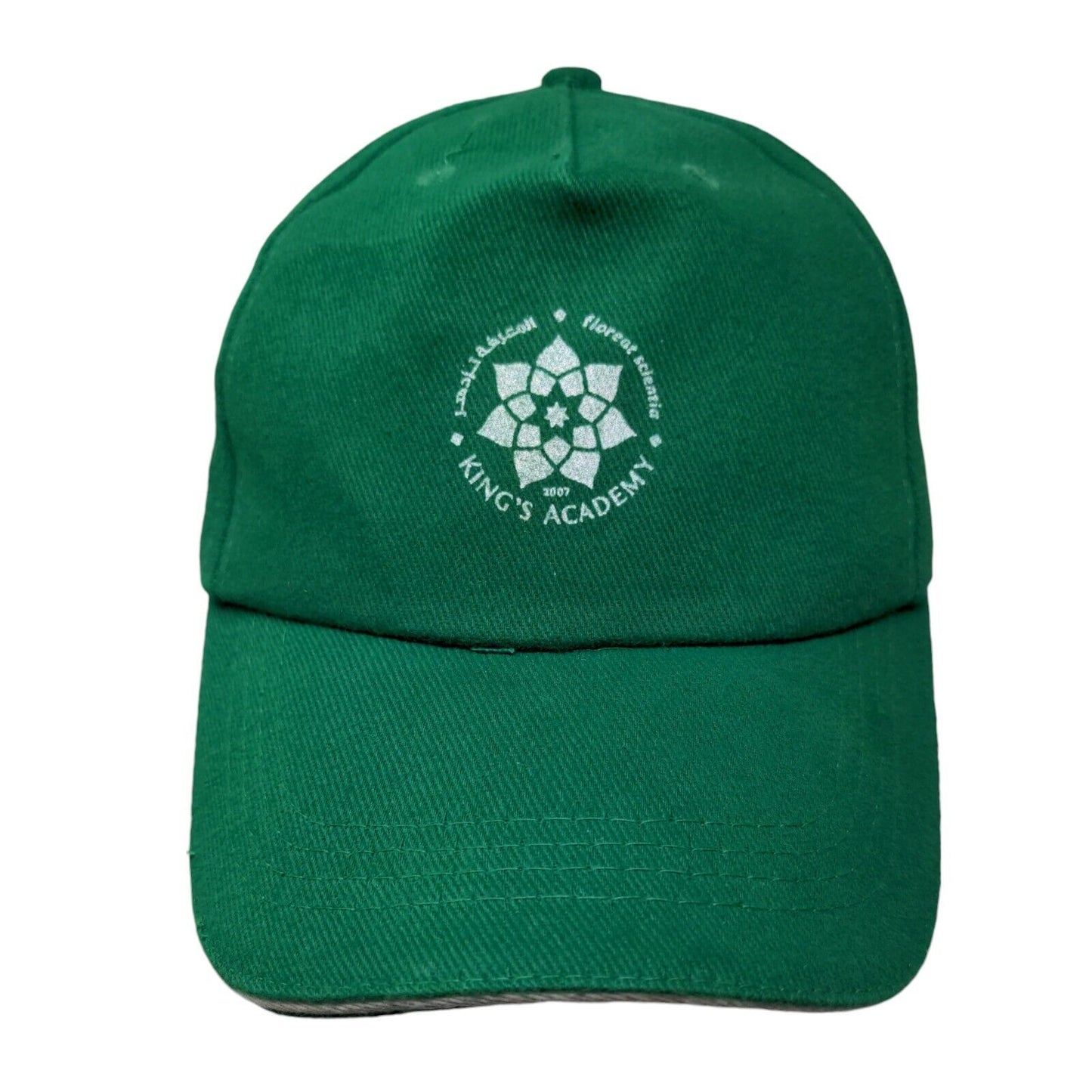 King's Academy Strapback Hat Green 58cm Adjustable Solid Vent Holes