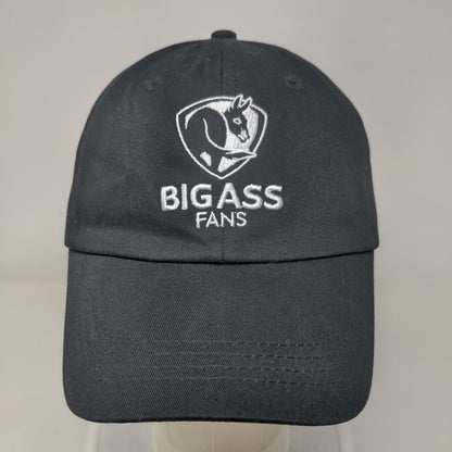 BIG ASS Fans Slideback Hat Black OSFM Adjustable Embroidered 6 Panel Cotton